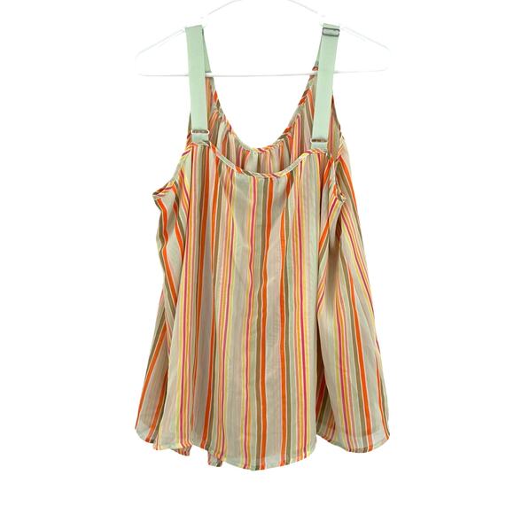 Lane Bryant Size 20 Tank Top Shirt‎ Blouse Striped Blue Orange Yellow Pink - Picture 2 of 5